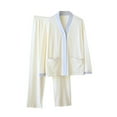 thumbnail image 1 of Fewfanhot Womens Pajamas Long Sleeve Sleepwear Soft Button Down Loungewear Pjs Set Nightwear V-Neck Lounge Sets, 1 of 4
