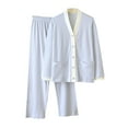 thumbnail image 1 of Fewfanhot Womens Pajamas Long Sleeve Sleepwear Soft Button Down Loungewear Pjs Set Nightwear V-Neck Lounge Sets, 1 of 4