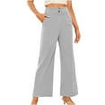 thumbnail image 1 of Fewfanhot Womens Pants Casual High Waisted Double Buttoned Stretchy Loose Fit Wide Leg Pants with Pockets, 1 of 7