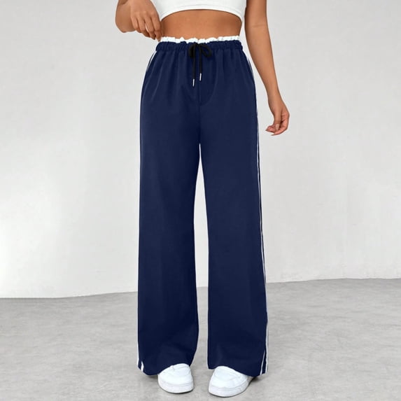 Fewfanhot Womens Pants Side Striped Drawstring Waist Sweatpants Athletic Workout Track Pants Streetwear