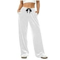thumbnail image 1 of Fewfanhot Womens Pants Velvet Drawstring Waist Wide Leg Casual Lounge Pant, 1 of 8