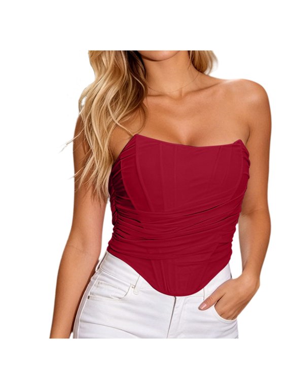 Womens Shapewear Tummy Control Corset Crop Top Bustier Underbust Boned Backless Sleeveless Strapless Off Shoulder