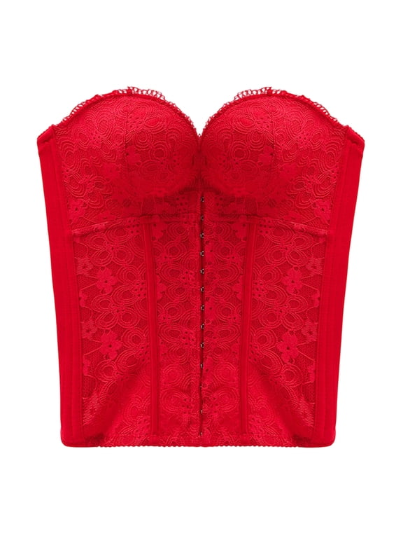 Womens Shapewear Tummy Control Lace Corset Lace Bustier Corset Top with Straps Women Corset Going Out Party Crop Top