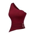 thumbnail image 1 of Fewfanhot Womens Shapewear Tummy Control One Shoulder Tank Tops Ruched Sleeveless Asymmetrical Tops, 1 of 8