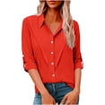 thumbnail image 1 of Fewfanhot Womens Shirts Button Down Dress Shirts Long Sleeve Work Blouses Collared Tops Tunics with Pocket, 1 of 8