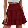 thumbnail image 1 of Fewfanhot Womens Skirt Pleated Mini Skirt for Women High Waist Flowy Ruffle Layered Flared Spring Summer Short A Line Skirts, 1 of 6