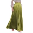 thumbnail image 1 of Fewfanhot Womens Skirts High Elastic Waist Velvet Midi Long Pleated Swing Ruffled Skirt, 1 of 7