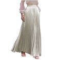 thumbnail image 1 of Fewfanhot Womens Skirts High Elastic Waist Velvet Midi Long Pleated Swing Ruffled Skirt, 1 of 7