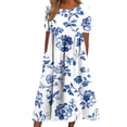 thumbnail image 1 of Fewfanhot Womens Spring Dresses Summer Short Sleeve Midi Dress with Pockets Casual Aline Flowy Tshirt Dress Floral Vocation Beach, 1 of 7
