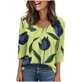 thumbnail image 1 of Fewfanhot Womens Spring Tops Casual Fashion Printed Casual Round Neck Summer Outfits Early Fall Fashion Spring Clothes, 1 of 6