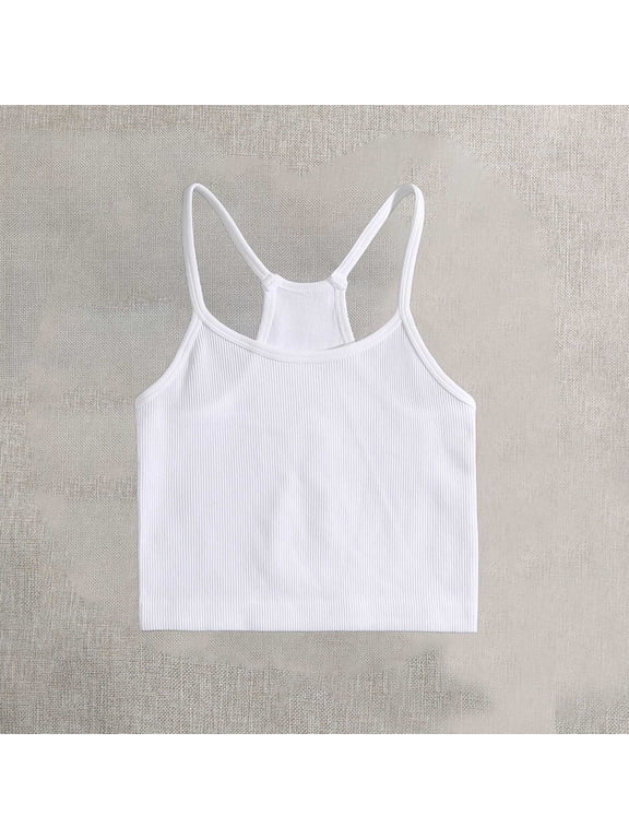 Womens Spring Tops Crop Seamless Rib-Knit Camisole Strappy Racerback Cropped Tank Tops