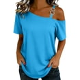 thumbnail image 1 of Fewfanhot Womens Spring Tops Oversized Off The Shoulder T Shirt Short Sleeve Casual Tunic Tops Summer Loose Fit Tees, 1 of 6