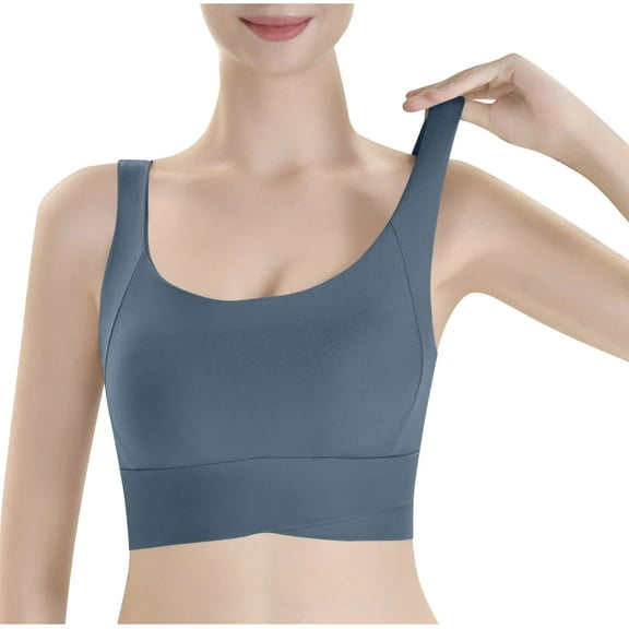 Fewfanhot Womens Square Neck Longline Sports Bra - Workout Crop Tank Tops Padded Yoga Camisole with Built in Pads