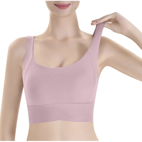 Fewfanhot Womens Square Neck Longline Sports Bra - Workout Crop Tank Tops Padded Yoga Camisole with Built in Pads