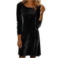 thumbnail image 1 of Fewfanhot Womens Summer Dresses V Neck Velvet Mini Wedding Guest Dress Long Sleeve Bridesmaid Cocktail Party Formal Dresses, 1 of 8