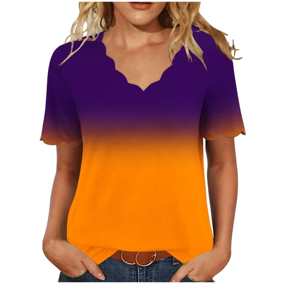 Fewfanhot Womens Summer Tops Casual Short Sleeve V Neck Summer T Shirts Fashion Spring Clothes