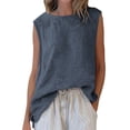 thumbnail image 1 of Fewfanhot Womens Summer Tops Tank Tops Cute Summer Sleeveless Shirts Linen Clothes, 1 of 7
