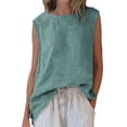 thumbnail image 1 of Fewfanhot Womens Summer Tops Tank Tops Cute Summer Sleeveless Shirts Linen Clothes, 1 of 7