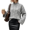 thumbnail image 1 of Fewfanhot Womens Sweaters Oversized Cable Knit Chunky Soft Cozy Long Sleeve Pullover Fall Winter Sweaters Casual Tops, 1 of 7