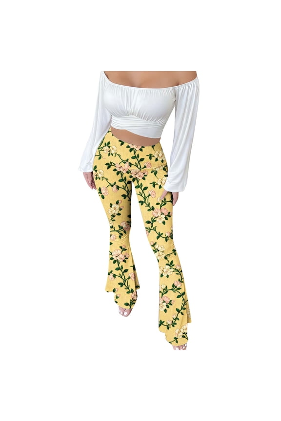 Womens Sweatpants Stretchy Wide Leg High Waist Bell Bottom Flare Pants with Plus Size