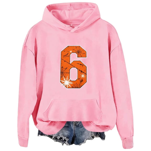 Fewfanhot Womens Sweatshirt 6 Graphic Oversized Hoodies Hooded Sweatshirt Long Sleeve Pullover Tops