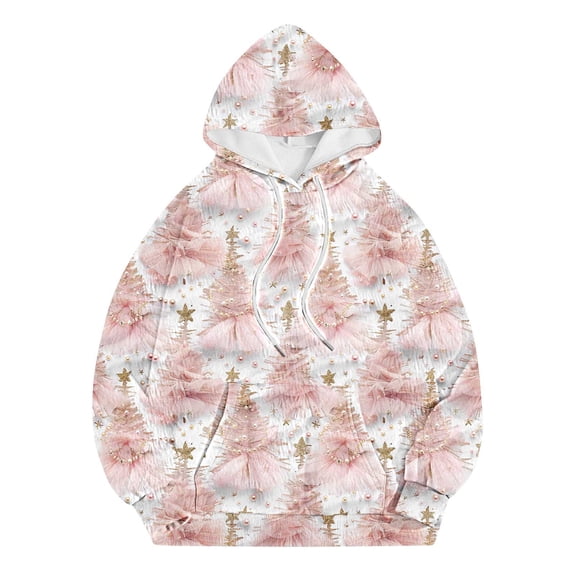 Fewfanhot Womens Sweatshirt Print Long Sleeved Hoodie Sweatshirts Casual Kangroo Pocket Pullover