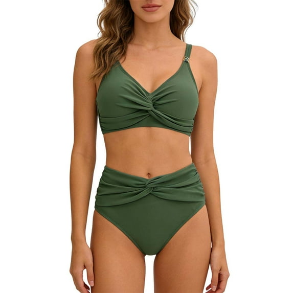 Fewfanhot Womens Swimsuit Cover Up High Waisted Bikini Sets Sporty Two Piece Swimsuits Color Block High Cut Bathing Suits