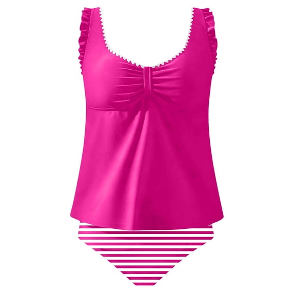 Fewfanhot Womens Swimsuits Tankini Tankini Bathing Suit Modest Two Piece Swimsuit V Neck Swim Tank Top with High Waisted Bottom