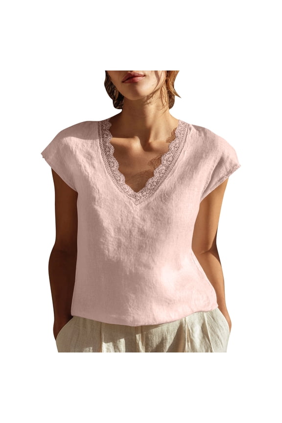 Womens T Shirts Casual V Neck Lace Floral Sleeveless Blouse Shirt Tank Top