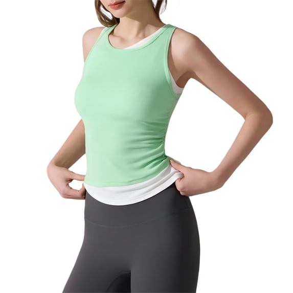 Fewfanhot Womens Tank Tops Casual Basic Sleeveless Round Neck Workout Fitted Tops Basic