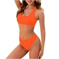 thumbnail image 1 of Fewfanhot Womens Tankini Solid Racerback Athletic Bikinis Sporty Two Pieces Swimsuit Sports Bathing Suits, 1 of 9