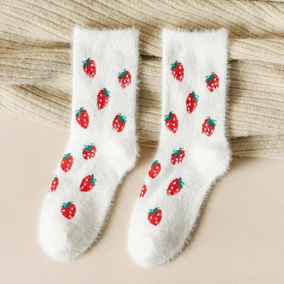 Fewfanhot Womens Thick Warm Wool Socks Hiking Socks with Pattern Thermal Warm Winter Boot Crew Cushion Work Gift Socks