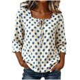 thumbnail image 1 of Fewfanhot Womens Tops 3/4 Length Sleeve with Button Casual V Neck Summer Outfits Fall Fashion Spring Clothes, 1 of 6