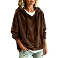 thumbnail image 1 of Fewfanhot Womens Tops Casual Loose-fitting Long-sleeved Knitted Velvet Hooded Sweatshirt Top, 1 of 9