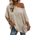 thumbnail image 1 of Fewfanhot Womens Tops Off The Shoulder Oversized Short Sleeve T-Shirts Summer Spring Casual Fashion Tees, 1 of 7