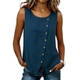 thumbnail image 1 of Fewfanhot Womens Tops Trendy Summer Casual Sleeveless Button Down Tank Tops Fashion Work Waistcoat, 1 of 5