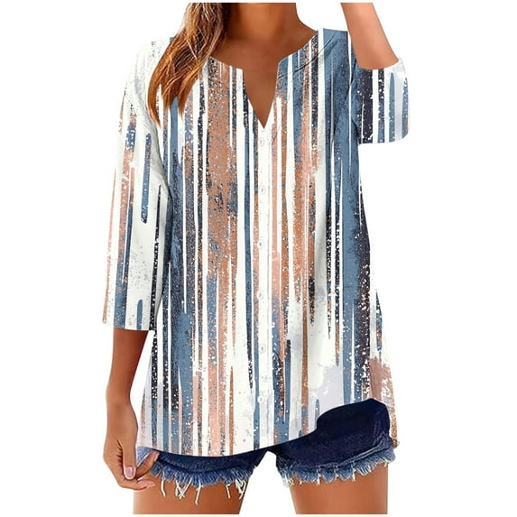 Fewfanhot Womens Tops V Neck Button Down Shirts Dressy Casual Collarless Gauze Summer Blouses