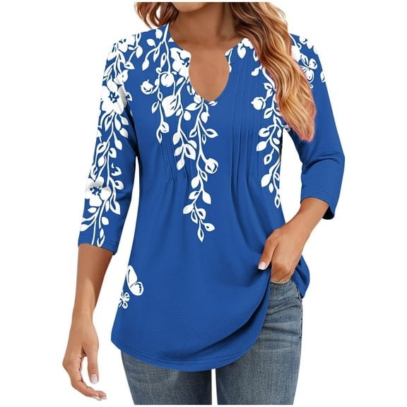 Fewfanhot Womens Tops V Neck Shirts Pleated Business Casual Blouses Fall Loose Tunic Tops