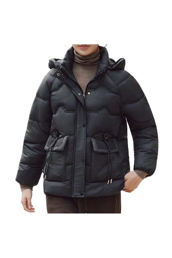 Womens Winter Clothes Down Jacket Hooded Winter Light Weight Short Puffer Coats Warm Windproof Ladies Parka