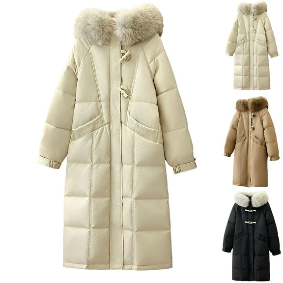 Fewfanhot Womens Winter Clothes Long Hooded Padded Jacket Winter Coat Cozy Comfort Home Office
