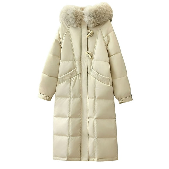 Fewfanhot Womens Winter Clothes Long Hooded Padded Jacket Winter Coat Cozy Comfort Home Office