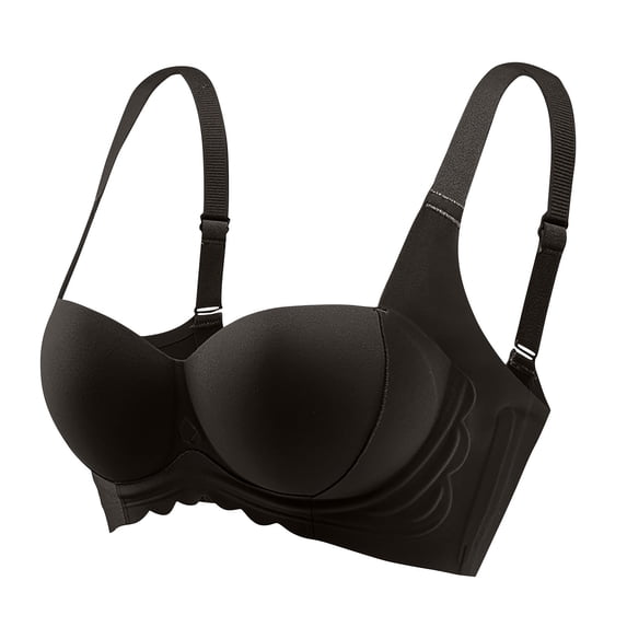 Fewfanhot Womens Wireless Comfort Bra Adjustable Straps Front Closure Sleepwear Lounge Everyday Wear Support 32-38B Black Beige Nude 1-Pack
