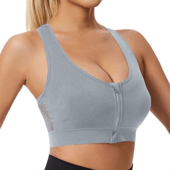 Fewfanhot Zip-Front Racerback Sports Bras for Women Breathable Mesh Back Supportive Workout Tops, Comfortable Athletic Bras for Gym Yoga Running