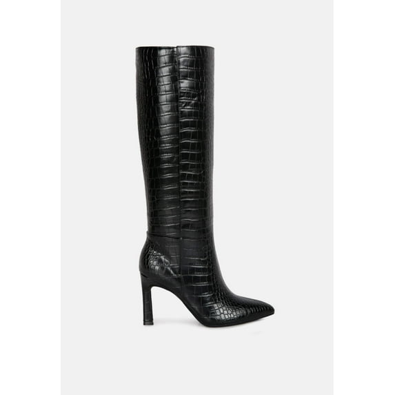 Fewocious Croc High Heel Calf Boots