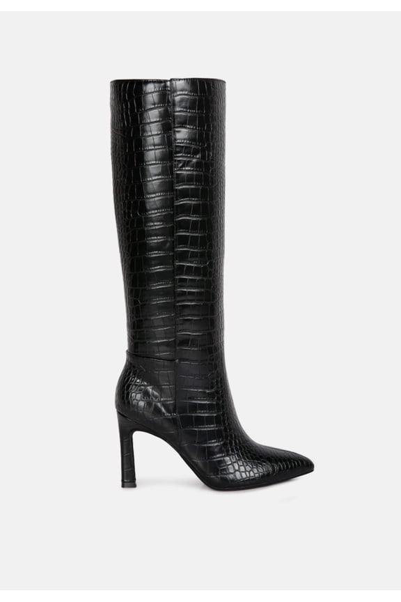 Fewocious Croc High Heel Calf Boots