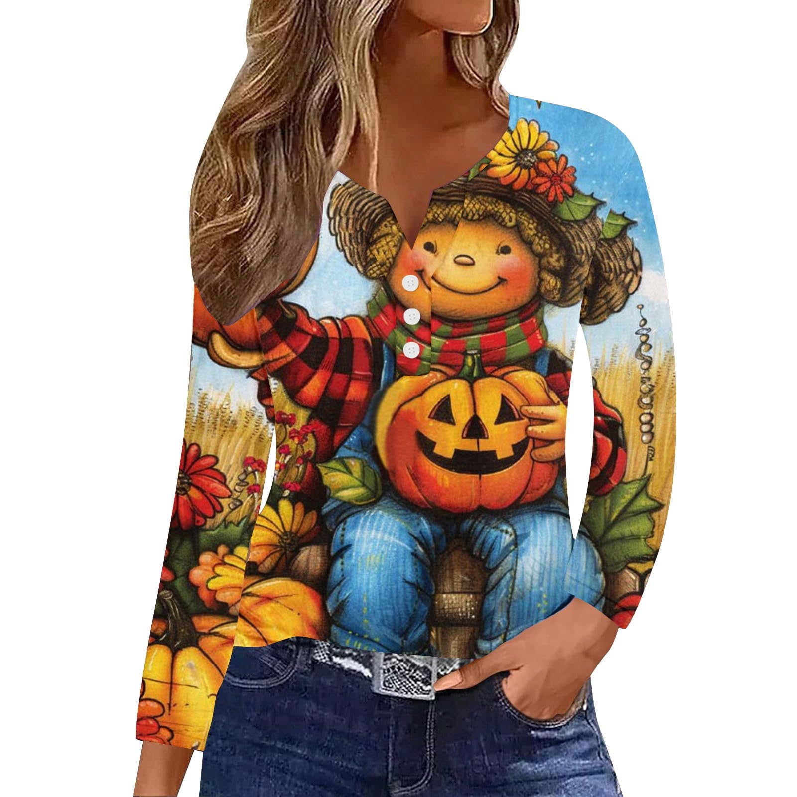 VgguDoe Damen Halloween Pullover Mit Geist-Muster - Kuscheliger Oversized Sweater