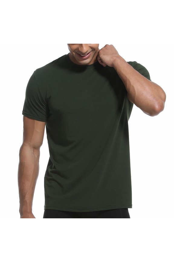 Men's Bamboo Viscose Short Sleeve T-Shirt, Lightweight Cooling Cotton Blend Casual Tee