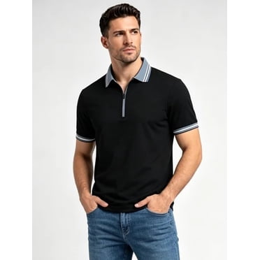 Fexilor Men's & Big Men’s Pique Polo Shirt Short Sleeve with Quarter-Zip Collar, Sizes S-3XL