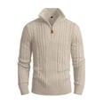 thumbnail image 1 of Fexilor Men's Quarter-Zip Sweater, Cable Knit Mock Neck Slim Fit Business Casual Pullover S-3XL, 1 of 8