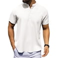 thumbnail image 1 of Fexilor Men's Shirts Short Sleeve Button Down Relaxed Fit Modern Stand Collar Casual Dress Shirts, Fade-Resistant, 1 of 6